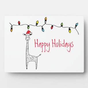 Plaque Photo Girafe de Noël fantaisiste