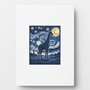 Plaque Photo Girafe Nuit Étoilée Vintage