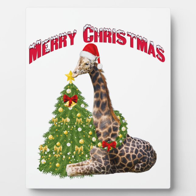Plaque Photo Giraffe de Noël (Devant)