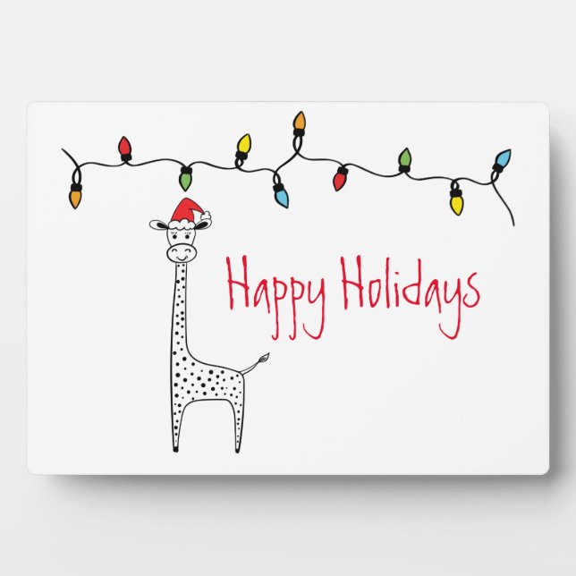 Plaque Photo Giraffe de Noël lunatique (Devant)