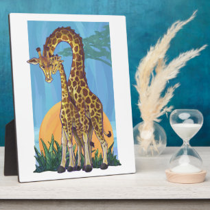 Plaque Photo Giraffe maman et bébé