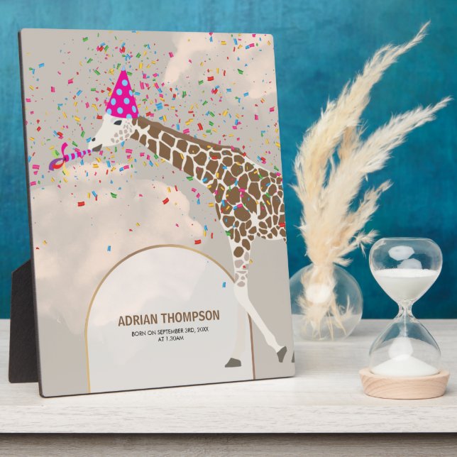Plaque Photo Giraffe Partyr Safari Anniversaire Stat Nursery Ba (Côté)