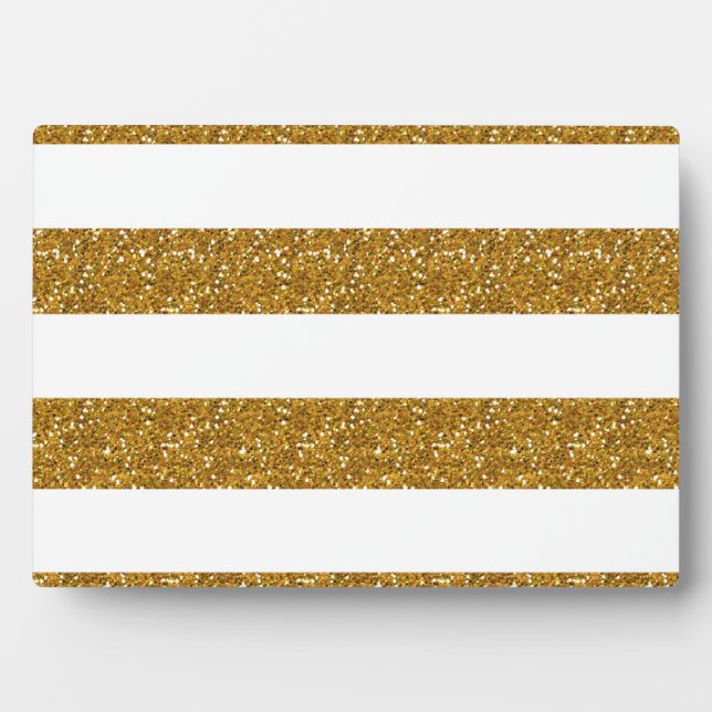 Plaque Photo Glamor White Stripes with Gold Glitter (Devant)