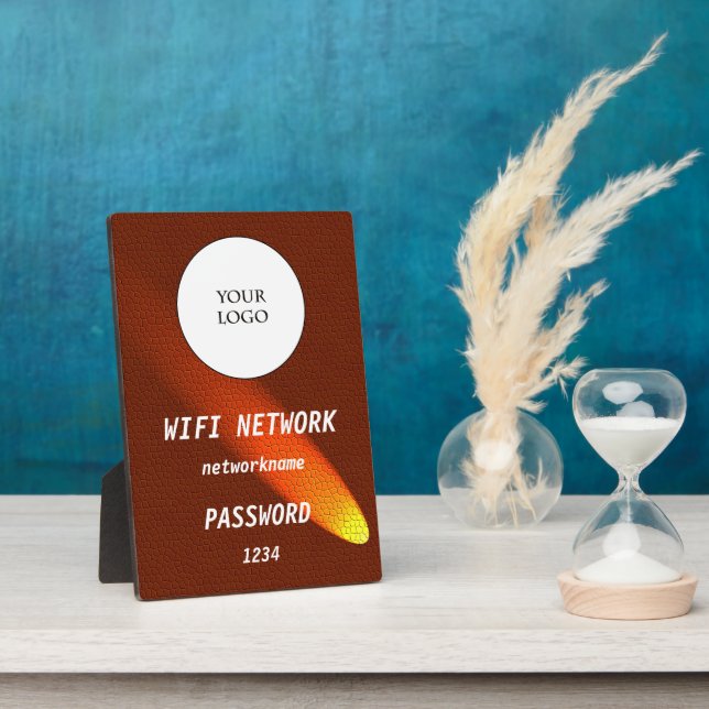 Plaque Photo Glowing Dark Brown Leather Share Wifi Network (Côté)
