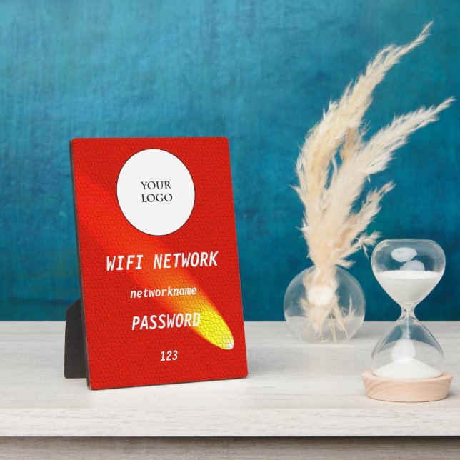 Plaque Photo Glowing Orange Leather Share Wifi Network (Côté)