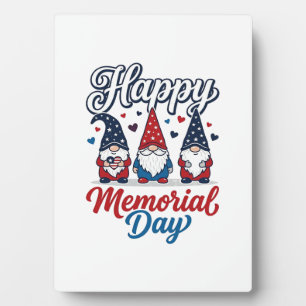 Plaque Photo Gnome Patriotique Bonne Fête des Morts Vintage T-S