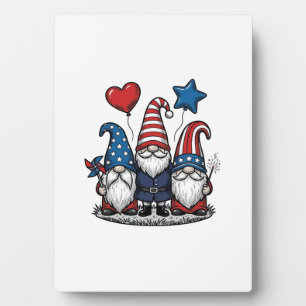 Plaque Photo Gnome patriotique gravure vintage design vectoriel
