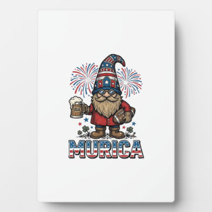 Plaque Photo Gnome Patriotique Murica Design de Chemise Vintage