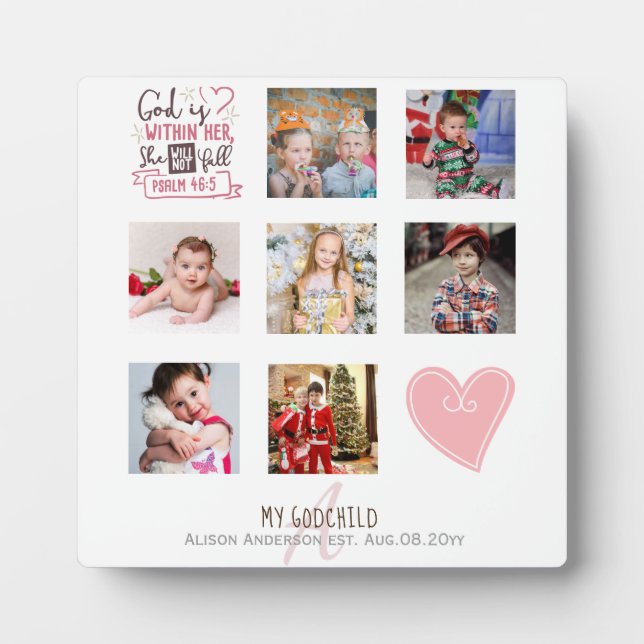 Plaque Photo GODMOTHER PHOTO COLLAGE Cadeau avec verset peut mo (Devant)