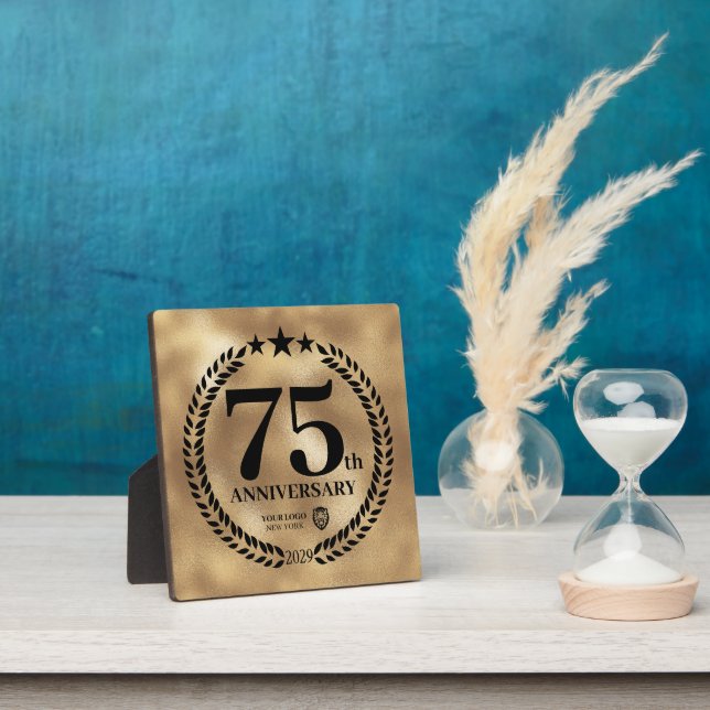 Plaque Photo Gold 75th Anniversary Logo d'entreprise Commémorat (Insitu)