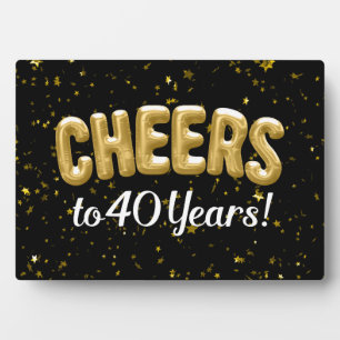 Plaque Photo Gold Balloons Cheers to 40 Years 40th Birthday