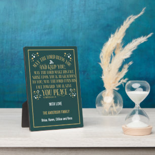 Plaque Photo Gold Green Christmas Blessing Numbers 6:24-26