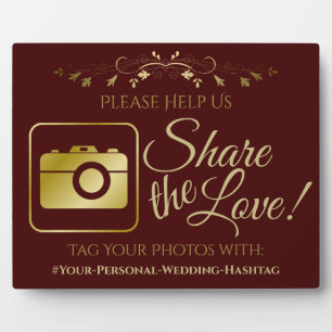 Plaque Photo Gold sur Auburn Mariage Photo Partager Hashtag