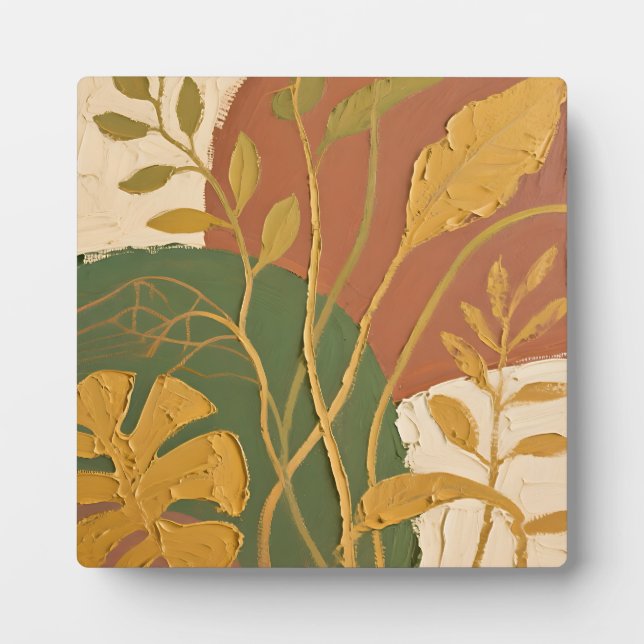 Plaque Photo Golden Leaves Abstract (Devant)