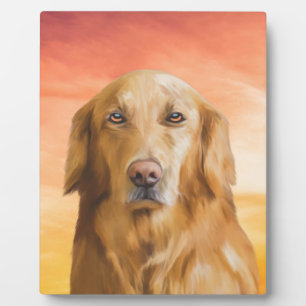 Plaque Photo Golden Retriever Dog Water Color Art Peinture à l'