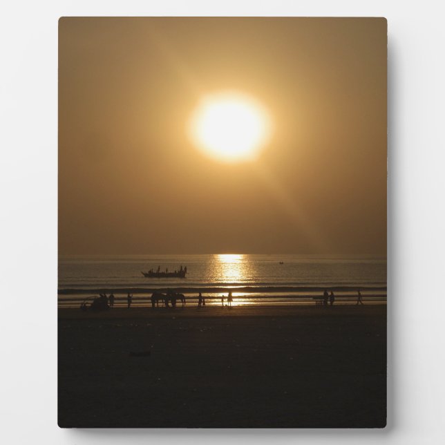 Plaque Photo Golden Summer Sunset Réflexion sur la plage (Devant)