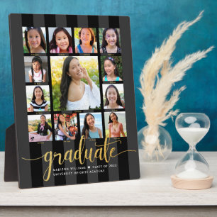 Plaque Photo Graduation K-12 Photo Collage Gold Black Script