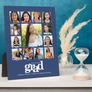 Plaque Photo Graduation K-12 Photo Collage Moderne Gras Bleu