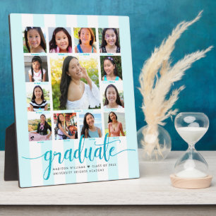 Plaque Photo Graduation K-12 Photo Collage Turquoise Script