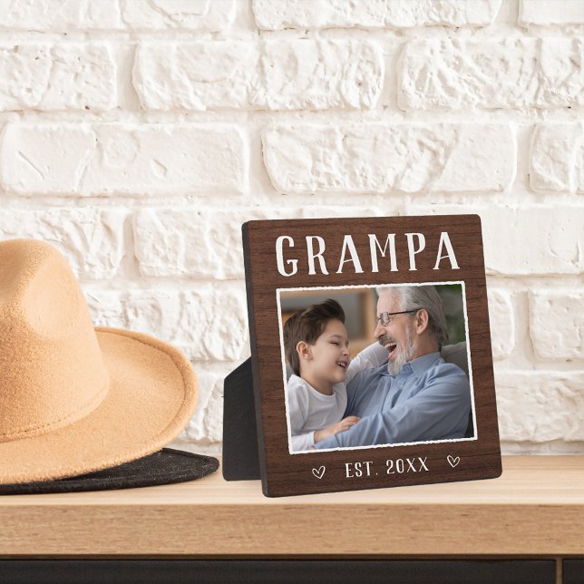 Plaque Photo Grampa personnalisé rustique Grandpa Photo (Créateur téléchargé)