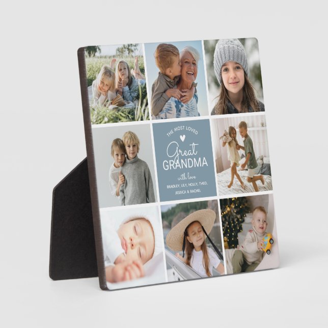 Plaque Photo GRAND GRANDMA 'le plus aimé' Photo Collage (Recto)