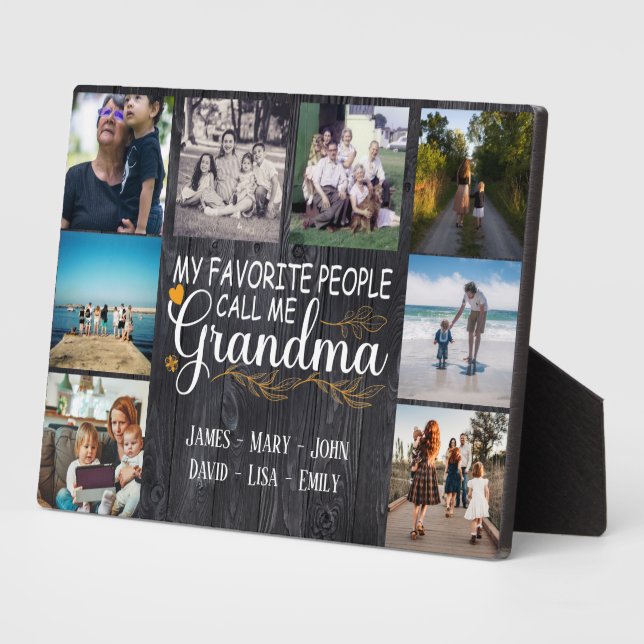Plaque Photo Grand-mère avec des noms et des photos des petits- (Côté)