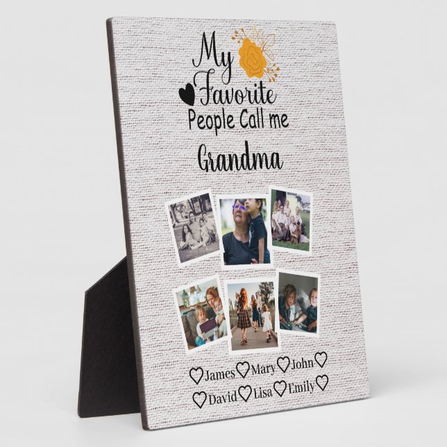 Plaque Photo Grand-mère avec des noms et des photos des petits- (Côté)