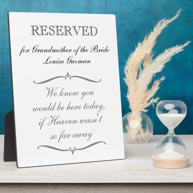 Plaque Photo Grand-mère de l'épouse Mariage commémoratif (Côté)