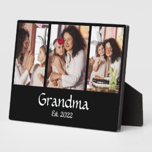 Plaque Photo Grand-mère personnalisée établie en 3-Photo Collag