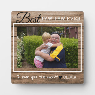 Plaque Photo Grand-père en bois rustique Meilleur Paw-Paw Jamai