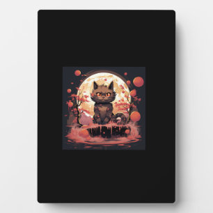 Plaque Photo Grande vague et Sakura_ Halloween Art Chat Noir