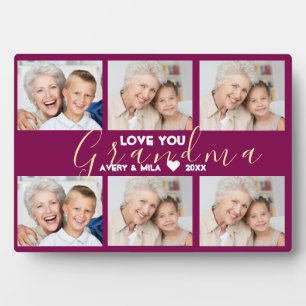 Plaque Photo Grandma Modern Heart Script Photo Collage Love