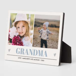 Plaque Photo GRANDMA Petits-enfants 2 COEURS GRAS Photo