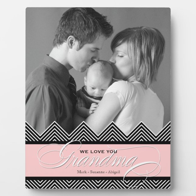 Plaque Photo Grandma Zig Zag Chevron Photo personnalisée modern (Devant)