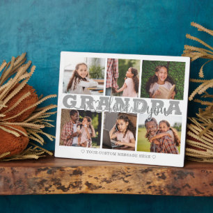 Plaque Photo GRANDPA I Love You 6 Photo Collage Gris 8x10