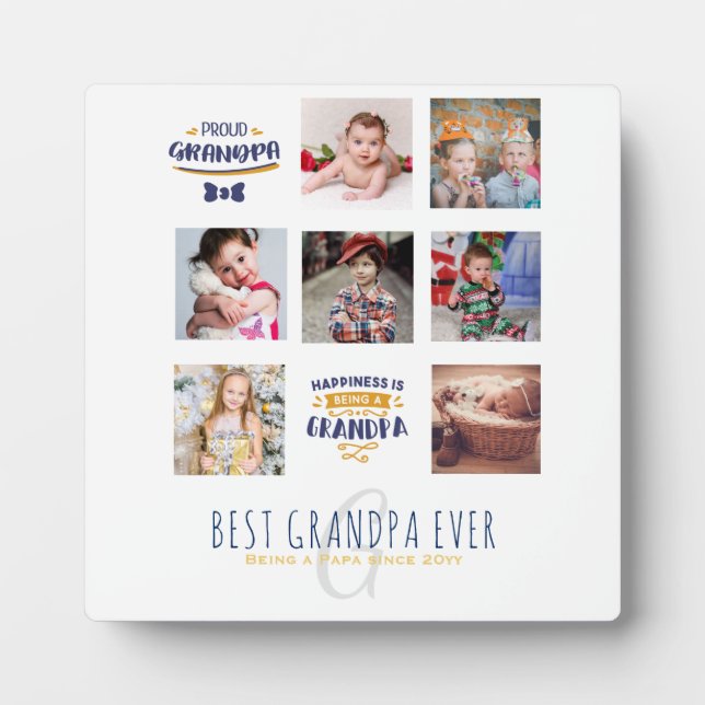 Plaque Photo GRANDPA PHOTO COLLAGE CADEAU Fier Papa Pops Gramps (Devant)