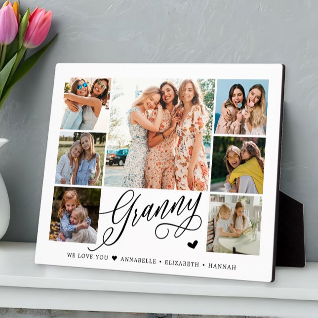 Plaque Photo Granny We Love You Photo Collage Typographie (Créateur téléchargé)