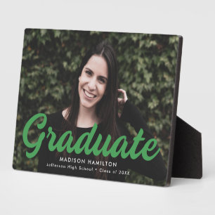 Plaque Photo Gras Green Script Graduation Photo