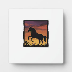 Plaque Photo Gravure occidentale silhouette de cheval au couche