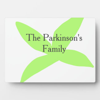 Plaque Photo Green leaf abstract pastel family name retro boho