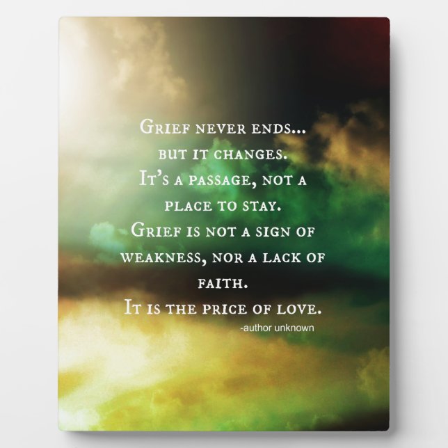 Plaque Photo GRIEF ne se termine jamais (Devant)