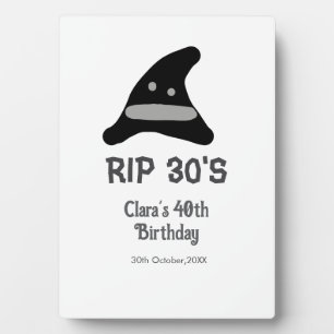 Plaque Photo Gris noir RIP 30's 40e anniversaire chapeau de sor