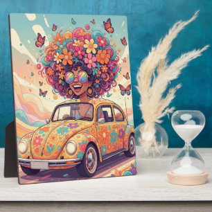 Plaque Photo Groovy Rainbow Rétro 70s Boho Flower Power
