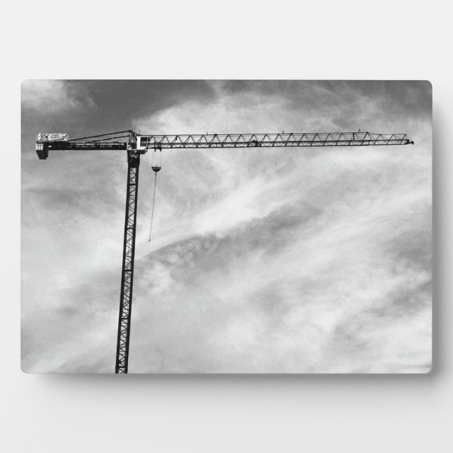 Plaque Photo Grue de construction artistique Photo noir et blan (Devant)