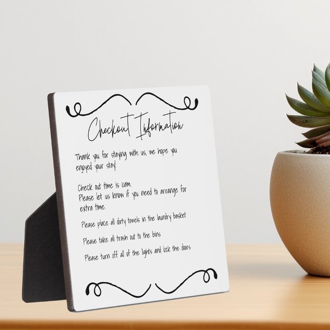 Plaque Photo Guest Visitor Rental Home Checkout Information (Créateur téléchargé)