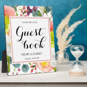 Plaque Photo Guestbook Printemps signe floral Tabletop