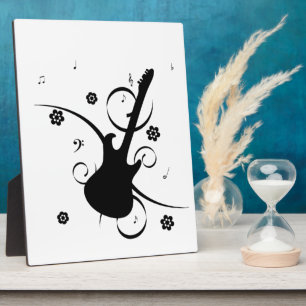 Plaque Photo Guitare Avec Notes Musicales