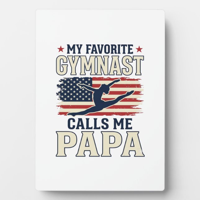 Plaque Photo Gymnaste Préféré M'appelle Papa Patriotique Vintag (Devant)