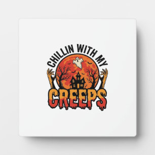 Plaque Photo Halloween Chillin avec mes Creeps Vintage T-Shirt