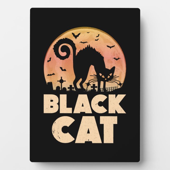 Plaque Photo Halloween de chat noir (Devant)